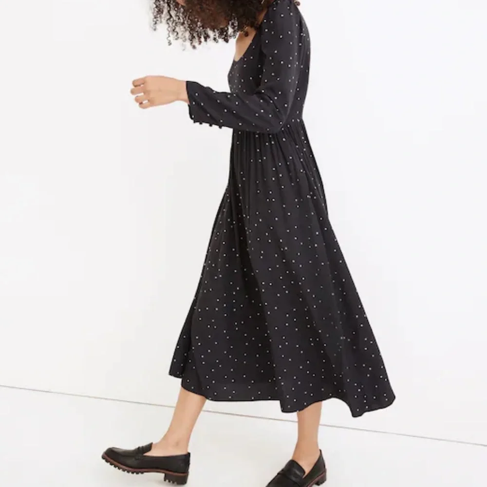 Madewell Alicia Long-sleeve Scoop Neck Midi Dress in night stars NWT - Picture 13 of 16